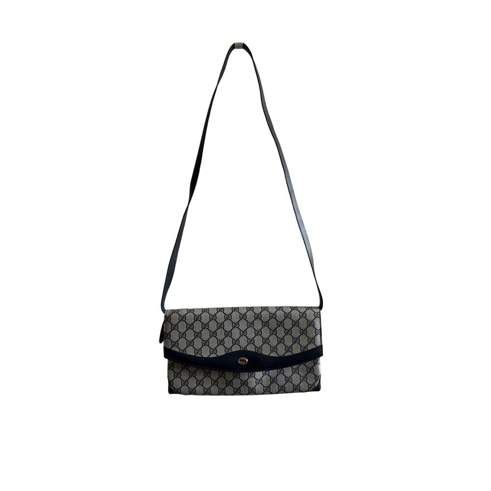 Gucci GG Monogram Navy Crossbody Shoulder Bag Adjustable Strap w Dust Bag